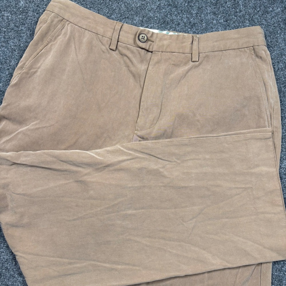 Tommy Bahama Pants Mens 34x30 Tan Silk Cotton Chino Flat Front Straight Leg